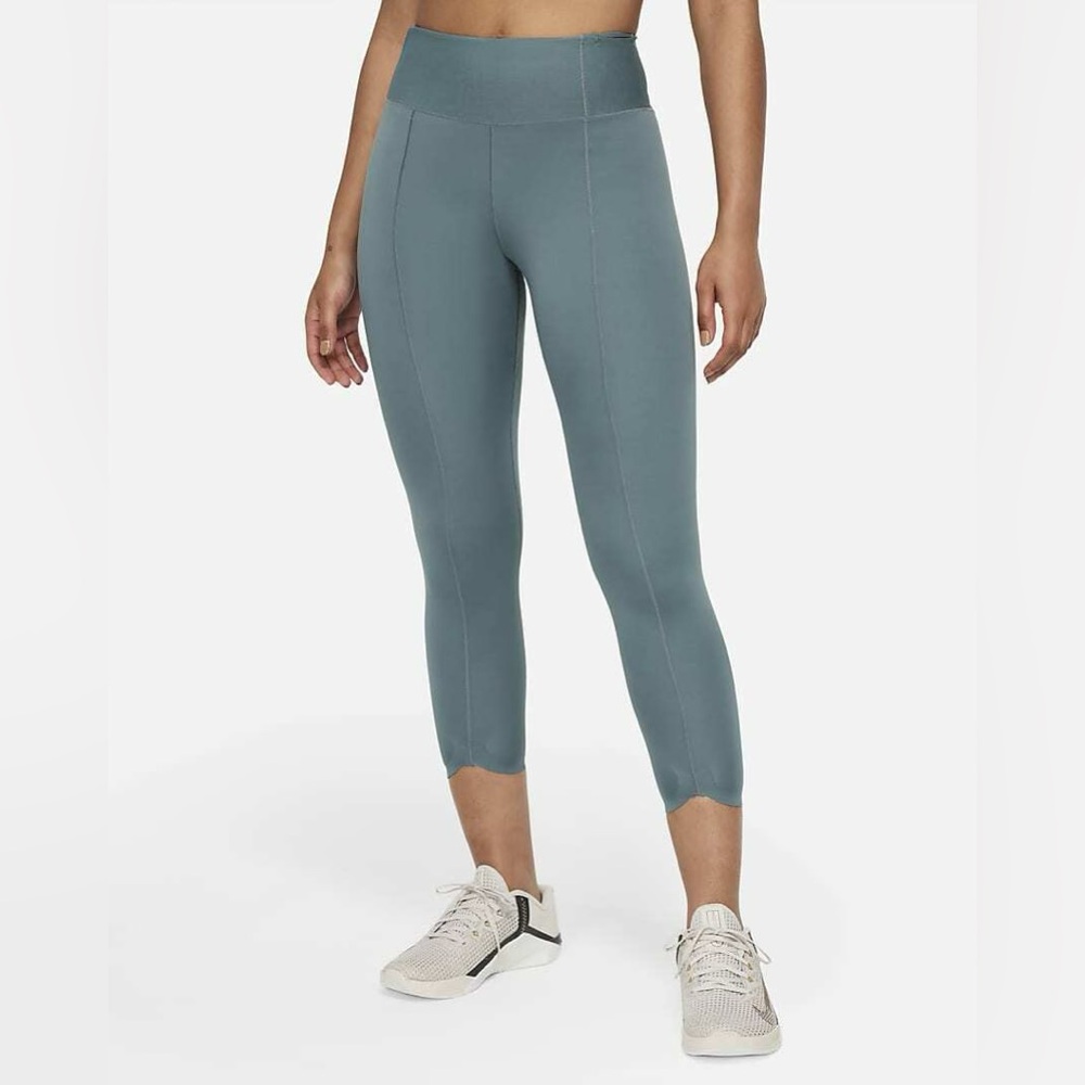 Womens M Nike One Luxe Mid Rise Crop Training Tights Pants Hasta Blue DA0833 387